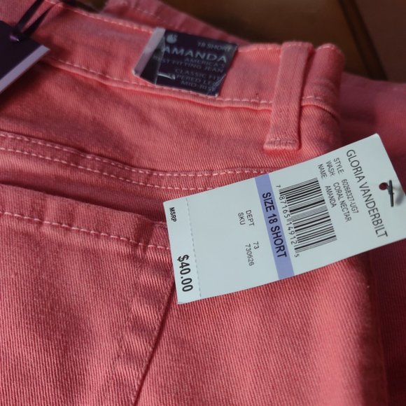 Gloria Vanderbilt Jeans 18 Short New Peachy Orange great for Halloween Party - Picture 6 of 6